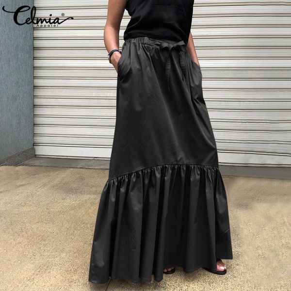 2020 plus size celmia fashion maxi skirts for women casual ruffles party skirts high elastic waist loose solid party maxi, Black
2020 plus size celmia fashion maxi skirts for women casual ruffles party skirts high elastic waist loose solid party maxi, Black