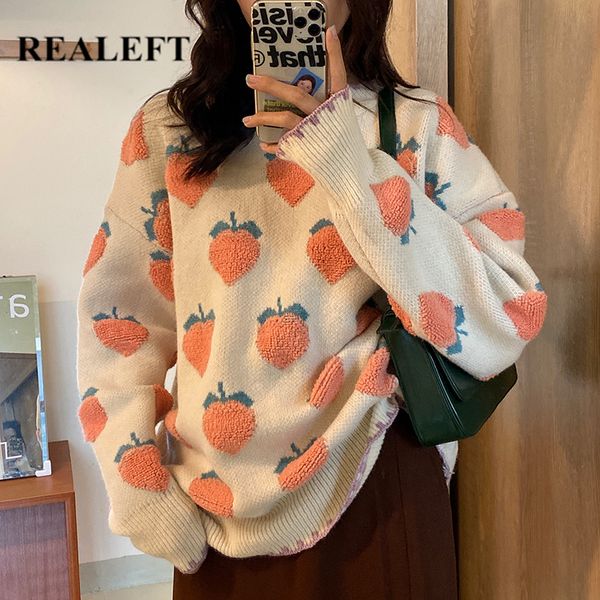 women's sweaters realeft 2021 peach jacquard sweater korean style long sleeve casual loose oversized autumn knitting female, White;black
women's sweaters realeft 2021 peach jacquard sweater korean style long sleeve casual loose oversized autumn knitting female, White;black