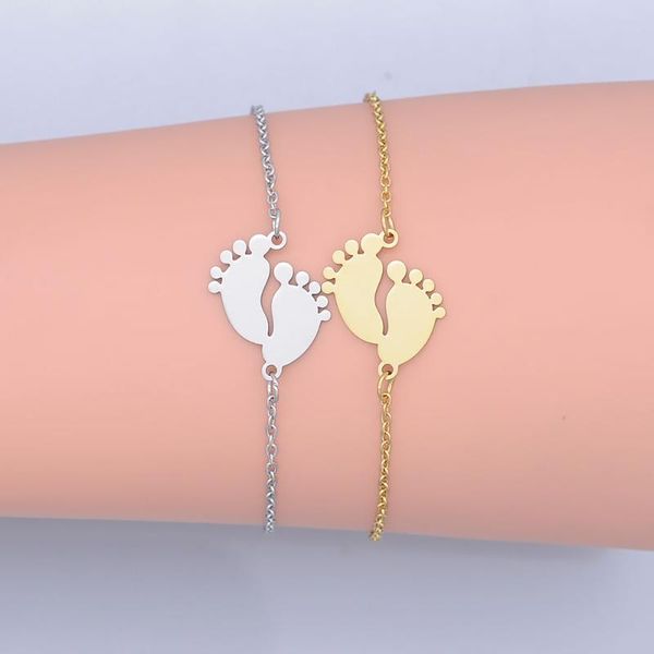 link, chain 100% stainless steel dainty baby foot charm bracelet for women wholesale drop fashion jewelry bracelets super quality, Black
link, chain 100% stainless steel dainty baby foot charm bracelet for women wholesale drop fashion jewelry bracelets super quality, Black