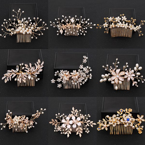 trendy handmade tiara wedding hair comb leaf flower bridal headpiece gold pearl rhinestone head jewelry wedding hair accessories, Golden;silver
trendy handmade tiara wedding hair comb leaf flower bridal headpiece gold pearl rhinestone head jewelry wedding hair accessories, Golden;silver