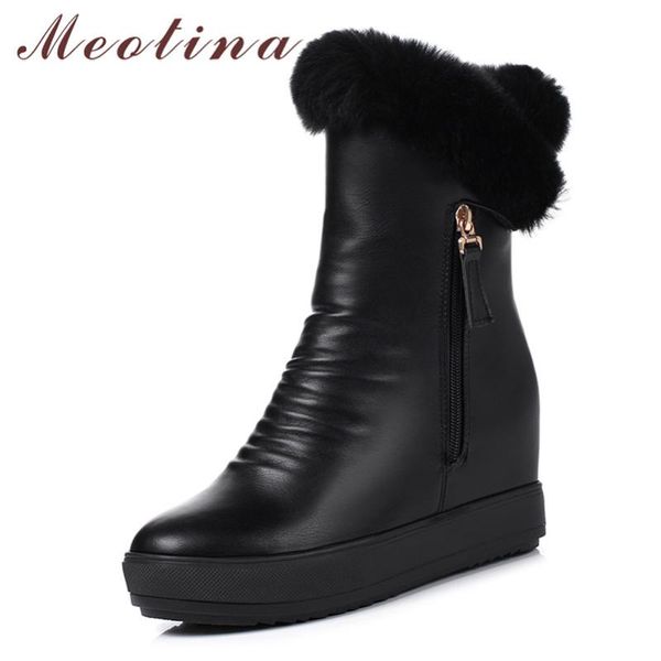 boots meotina winter snow women real fur zipper height increasing high heel ankle plush pleated round toe shoes lady 34-39, Black
boots meotina winter snow women real fur zipper height increasing high heel ankle plush pleated round toe shoes lady 34-39, Black