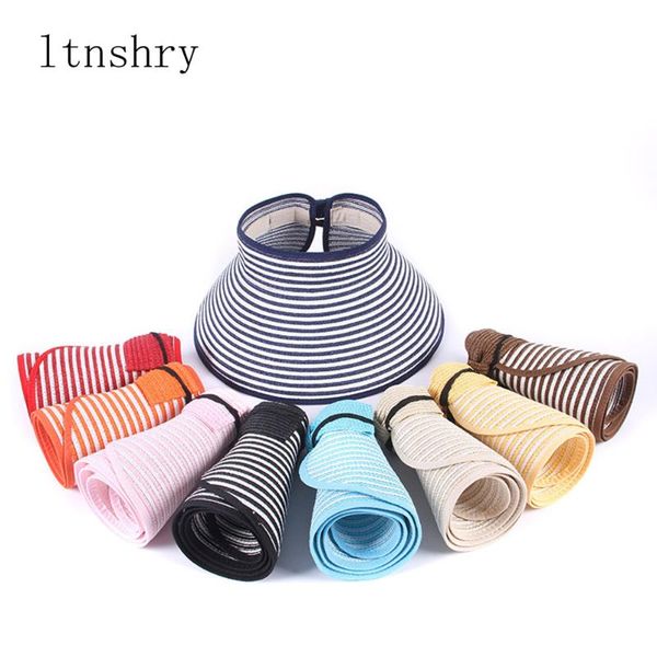 women summer striped visors hat foldable sun hat wide large brim beach hats straw chapeau femme beach uv protection caps, Blue;gray
women summer striped visors hat foldable sun hat wide large brim beach hats straw chapeau femme beach uv protection caps, Blue;gray
