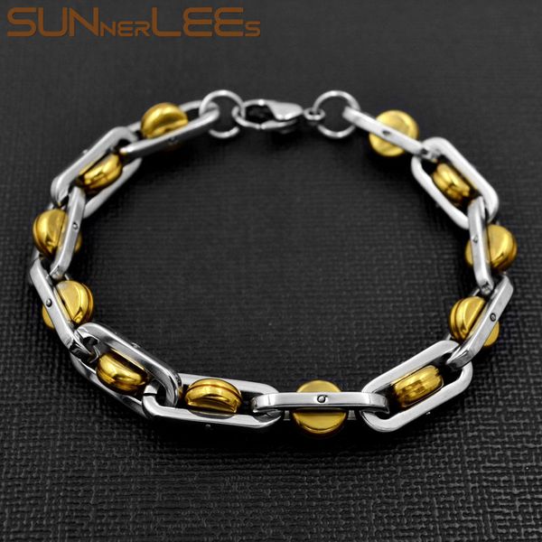 sunnerlees 316l stainless steel bracelet 8mm geometric beads link chain silver color gold plated men women jewelry gift sc169 b, Black
sunnerlees 316l stainless steel bracelet 8mm geometric beads link chain silver color gold plated men women jewelry gift sc169 b, Black