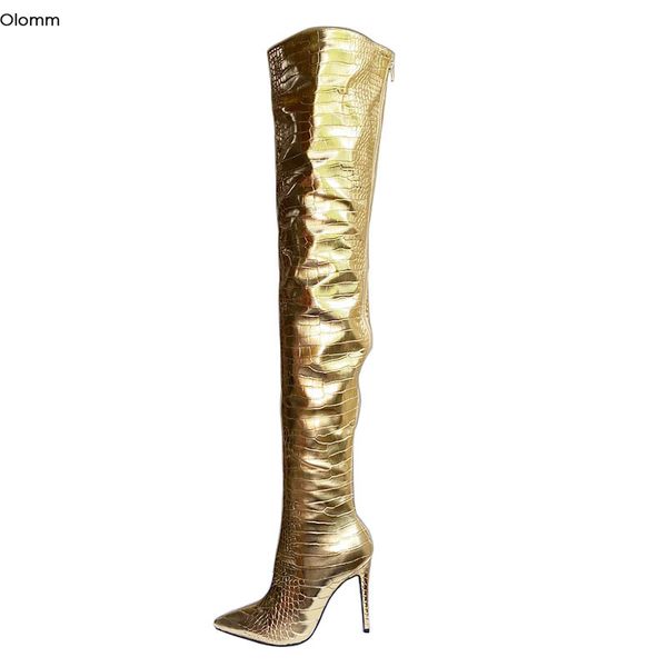boots olomm handmade women thigh high stone pattern stiletto heels pointed toe gorgeous gold night club shoes us size 5-15, Black
boots olomm handmade women thigh high stone pattern stiletto heels pointed toe gorgeous gold night club shoes us size 5-15, Black