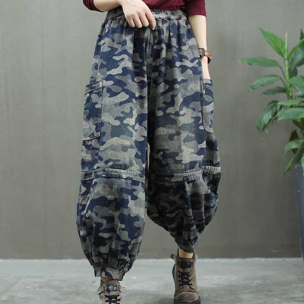 camouflage printed jeans 2020 autumn large size slimming fashionable high waist lantern pants for women elastic waist trousers, Blue
camouflage printed jeans 2020 autumn large size slimming fashionable high waist lantern pants for women elastic waist trousers, Blue