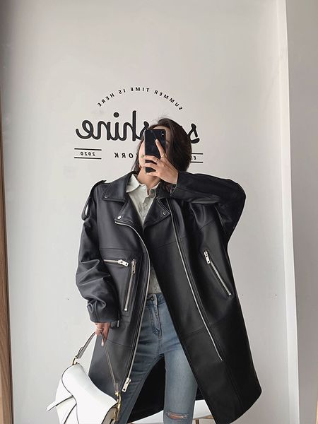 motorcycle zipper style elegant mid-length jackets all match black women's coats zipper autumn overcoats for women, Black;brown
motorcycle zipper style elegant mid-length jackets all match black women's coats zipper autumn overcoats for women, Black;brown