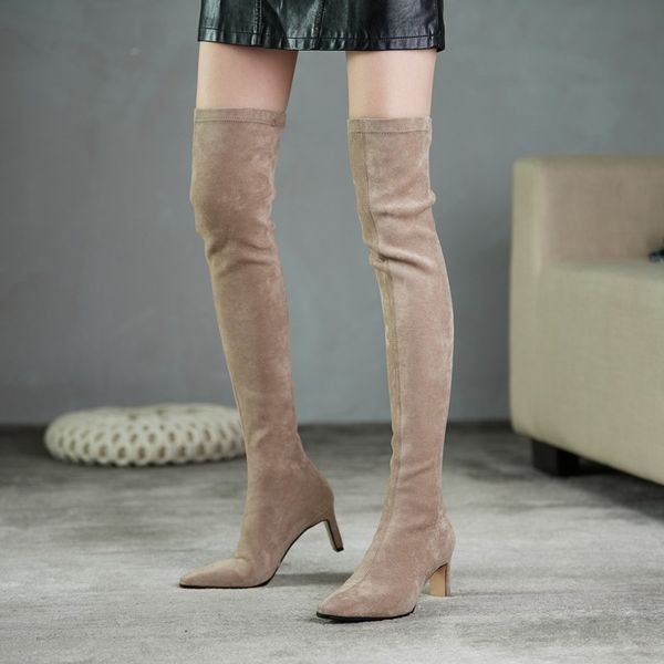 women's over the knee boots stretch socks boots 2020 winter suede slip on square high heels thigh high long female shoes, Black
women's over the knee boots stretch socks boots 2020 winter suede slip on square high heels thigh high long female shoes, Black