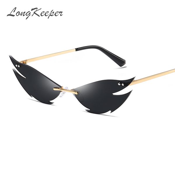 sunglasses longkeeper 2021 punk style sharp shape women fashion rimless unique cat eye sun glasses oculos feminino uv400, White;black
sunglasses longkeeper 2021 punk style sharp shape women fashion rimless unique cat eye sun glasses oculos feminino uv400, White;black
