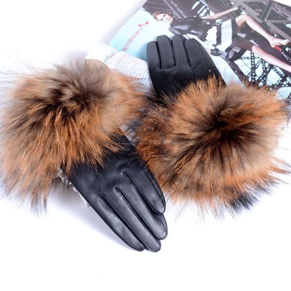 five fingers gloves genuine leather fur women winter fashion raccoon warm driving girls goatskin mittens guantes, Blue;gray
five fingers gloves genuine leather fur women winter fashion raccoon warm driving girls goatskin mittens guantes, Blue;gray