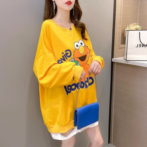 autumn and winter new combed cotton fake two-piece long sleeve women's korean style loose round neck letter printed sweater sweater, Black
autumn and winter new combed cotton fake two-piece long sleeve women's korean style loose round neck letter printed sweater sweater, Black