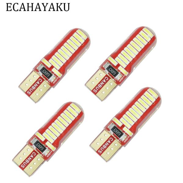 

ecahayaku 4pcs 24smd 4014 led bulb canbus t10 error car clearance light license plate lights dome reading reversing lamps