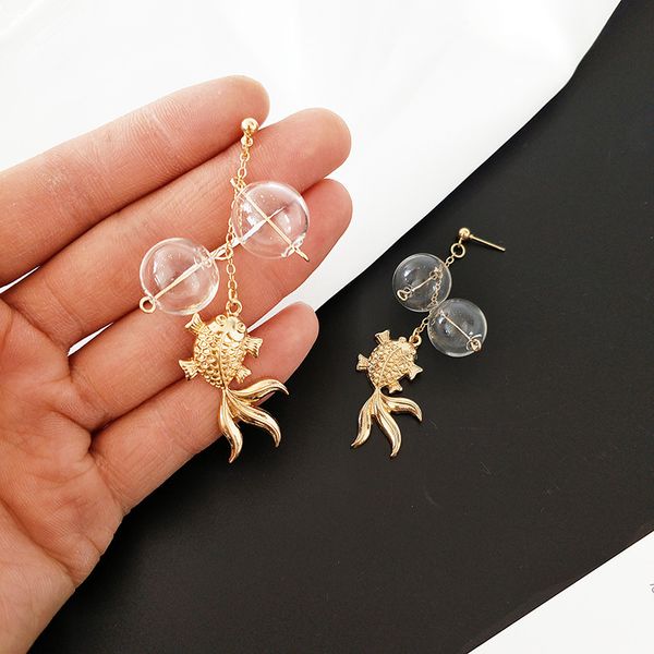 dangle & chandelier creative des funny transparent glass bubbles goldfish drop earrings vintage animal fish women no piercing jewelry, Silver 
dangle & chandelier creative des funny transparent glass bubbles goldfish drop earrings vintage animal fish women no piercing jewelry, Silver