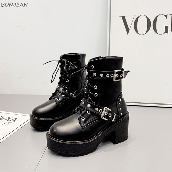 autumn winter new women fashion boots round toe thick bottom platform rivets short boots female ankle punk ladies shoes, Black
autumn winter new women fashion boots round toe thick bottom platform rivets short boots female ankle punk ladies shoes, Black
