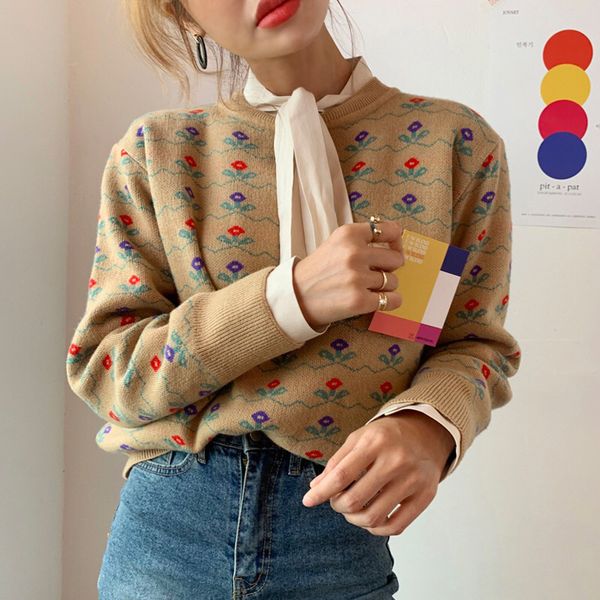 women's sweaters korean floral jacquard sweater women o-neck long sleeve knitted jumpers pullovers vintage harajuku autumn outwear thic, White;black
women's sweaters korean floral jacquard sweater women o-neck long sleeve knitted jumpers pullovers vintage harajuku autumn outwear thic, White;black