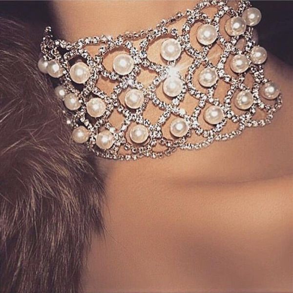 2020 vintage rhinestone pearl choker necklace wedding jewelry for women luxury crystal chocker collar necklace accessories, Golden;silver
2020 vintage rhinestone pearl choker necklace wedding jewelry for women luxury crystal chocker collar necklace accessories, Golden;silver