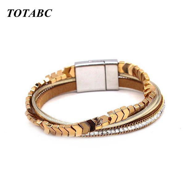 totabc fashion multilayer leather bracelet for women femme cool clasp wristband wrap bracelets magnet metal pulseira jewelry, Golden;silver
totabc fashion multilayer leather bracelet for women femme cool clasp wristband wrap bracelets magnet metal pulseira jewelry, Golden;silver