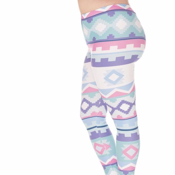 fashion large size leggings aztec green printing high waist leggins plus size stretch trousers pants for plump women, Black 
fashion large size leggings aztec green printing high waist leggins plus size stretch trousers pants for plump women, Black