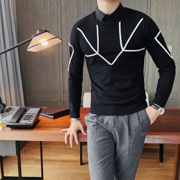 men's sweaters fancy pull homme marque slim fit trendy chic gebreide trui desinger hight necksweater men contrast white tape sweater fa, White;black
men's sweaters fancy pull homme marque slim fit trendy chic gebreide trui desinger hight necksweater men contrast white tape sweater fa, White;black