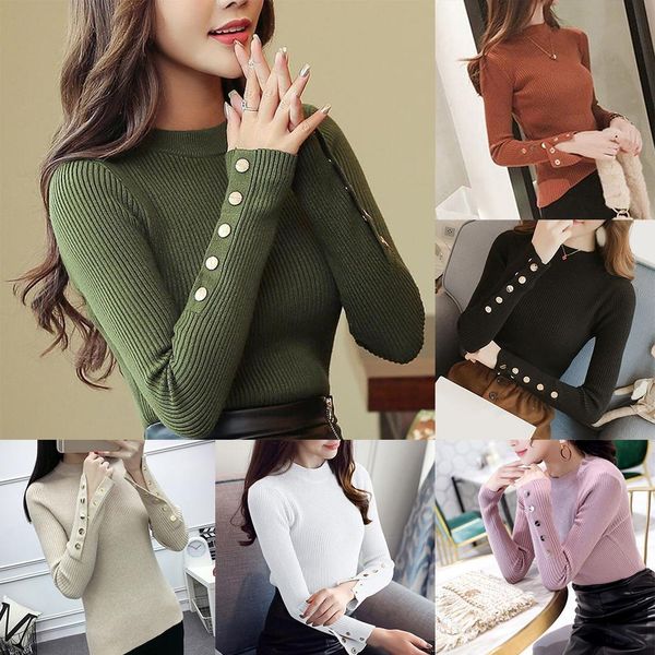 2019 casual women o neck long sleeve buttons cuff elastic knitted ribbed slim sweater warm loose knitted pullover sweater ladies, White;black
2019 casual women o neck long sleeve buttons cuff elastic knitted ribbed slim sweater warm loose knitted pullover sweater ladies, White;black