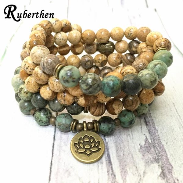 ruberthen 8 mm african tuquoise 108 mala bracelet natural picture jaspers yoga lotus bracelet vintage women`s practice jewelry, Black
ruberthen 8 mm african tuquoise 108 mala bracelet natural picture jaspers yoga lotus bracelet vintage women`s practice jewelry, Black