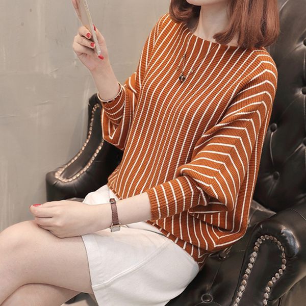 casual striped oversized sweater women autumn 2020 batwing long sleeve loose pullover winter knitted ladies sweaters, White;black
casual striped oversized sweater women autumn 2020 batwing long sleeve loose pullover winter knitted ladies sweaters, White;black