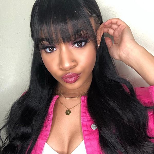 body wave wigs glueless human hair wigs with bangs natural color mongolian hair medium cap wig, Black;brown
body wave wigs glueless human hair wigs with bangs natural color mongolian hair medium cap wig, Black;brown