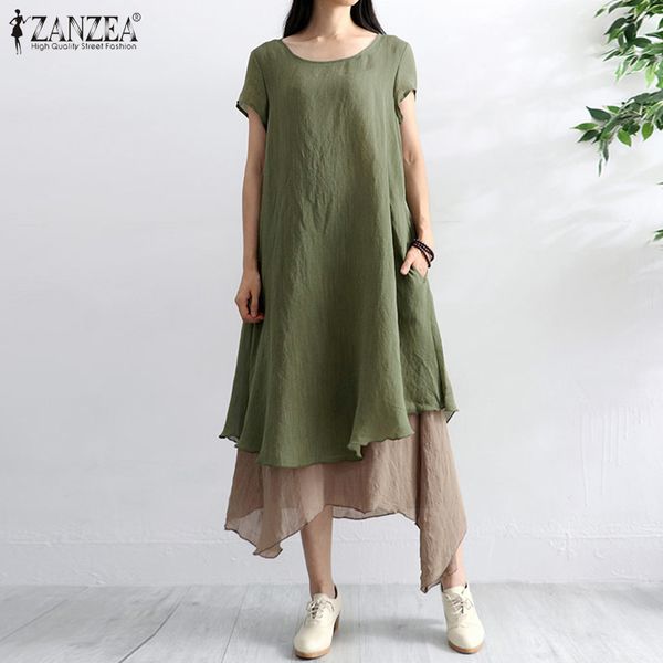 party dresses fashion women's summer sundress zanzea 2021 causal asymmetrical dress short sleeve mid-calf vestidos female layers robe 2, White;black
party dresses fashion women's summer sundress zanzea 2021 causal asymmetrical dress short sleeve mid-calf vestidos female layers robe 2, White;black