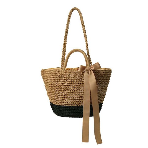 women summer leisure holiday beach style hand woven rattan straw bag with ribbon match(brown+black
women summer leisure holiday beach style hand woven rattan straw bag with ribbon match(brown+black