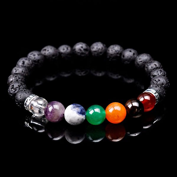 european and american seven chakra energy yoga bracelet charm natural stone volcanic stone beads multicolor bracelet jewelry, Black
european and american seven chakra energy yoga bracelet charm natural stone volcanic stone beads multicolor bracelet jewelry, Black