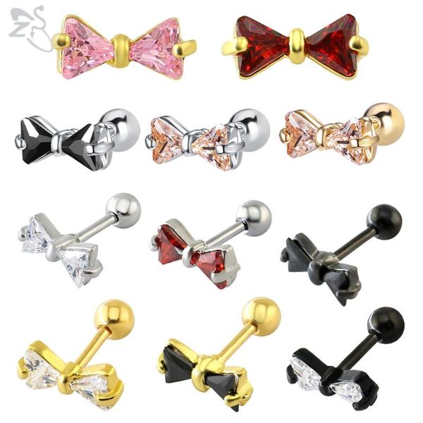 zs 1 pair bowknot shape stainless steel stud earring for women colorful cz crystal ear stud ear cartilage piercing earring, Golden;silver
zs 1 pair bowknot shape stainless steel stud earring for women colorful cz crystal ear stud ear cartilage piercing earring, Golden;silver
