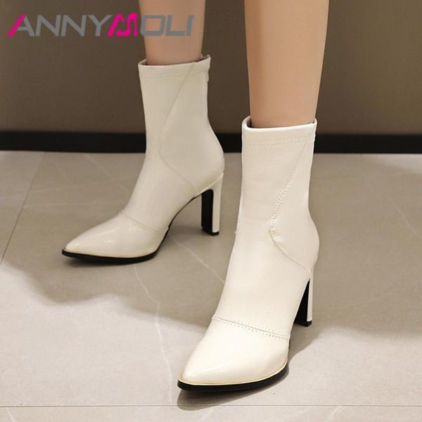 boots annymoli woman high heel ankle pointed toe short zip thick female shoes autumn winter white large size 46, Black
boots annymoli woman high heel ankle pointed toe short zip thick female shoes autumn winter white large size 46, Black