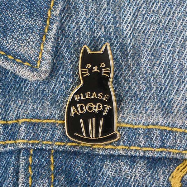 cat enamel pin please adopt black animal brooch cute cartoon pet lapel badges denim coat jewelry fascinating kitten take it home, Gray
cat enamel pin please adopt black animal brooch cute cartoon pet lapel badges denim coat jewelry fascinating kitten take it home, Gray