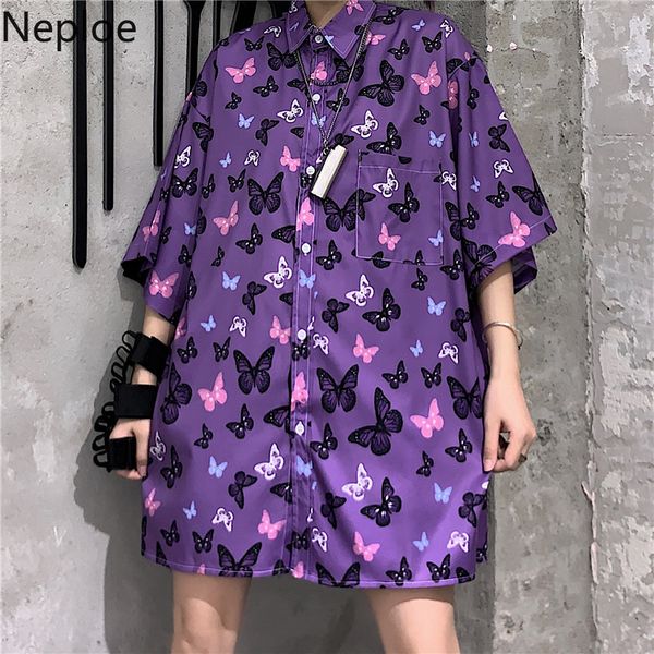 women's blouses & shirts neploe 2021 summer women short sleeve blouse vintage butterfly printed purple shirt korean causal oversized bl, White
women's blouses & shirts neploe 2021 summer women short sleeve blouse vintage butterfly printed purple shirt korean causal oversized bl, White