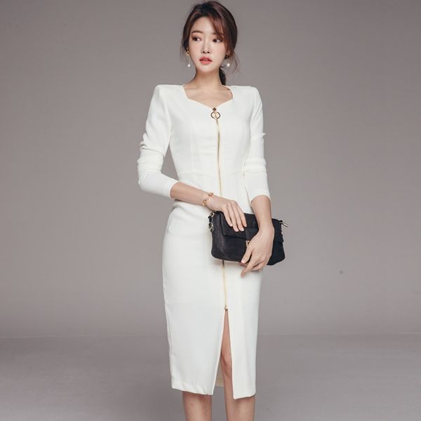 2020 fall/winter new korean style ol temperament slim dresszipper dress mid-length zipper split hip-covered professional dress klimm, Black;gray
2020 fall/winter new korean style ol temperament slim dresszipper dress mid-length zipper split hip-covered professional dress klimm, Black;gray
