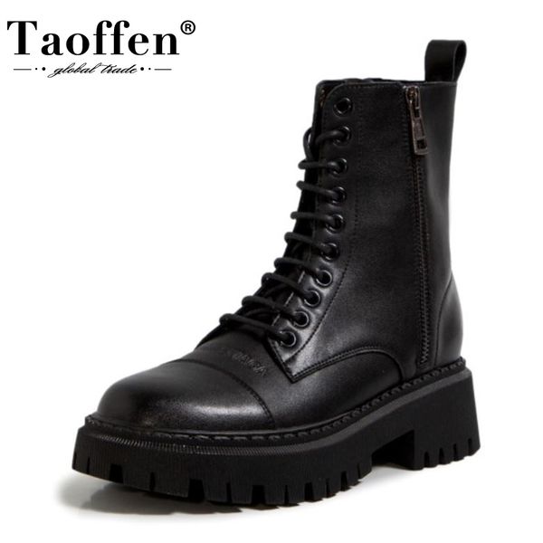 taoffen real leather women ankle boots cross strap round toe zipper shoes flats winter warm fashion footwear size 34-39, Black
taoffen real leather women ankle boots cross strap round toe zipper shoes flats winter warm fashion footwear size 34-39, Black