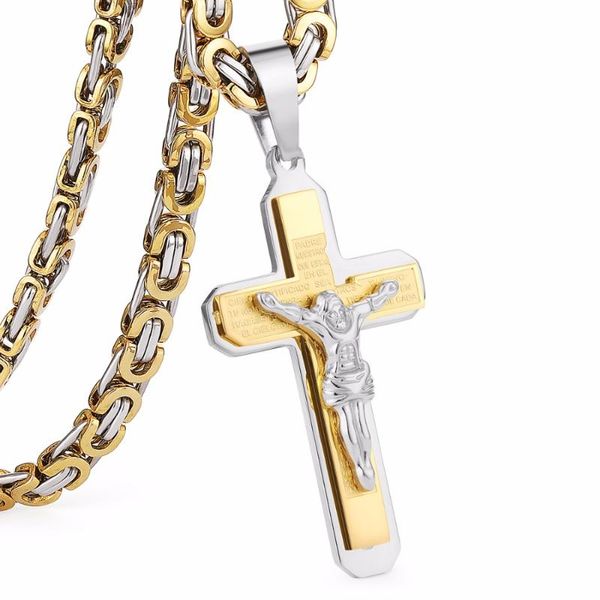 crucifix jesus cross necklace stainless steel christs pendant gold byzantine chain men necklaces jewelry gifts 22" (55cm) nz015, Silver
crucifix jesus cross necklace stainless steel christs pendant gold byzantine chain men necklaces jewelry gifts 22" (55cm) nz015, Silver