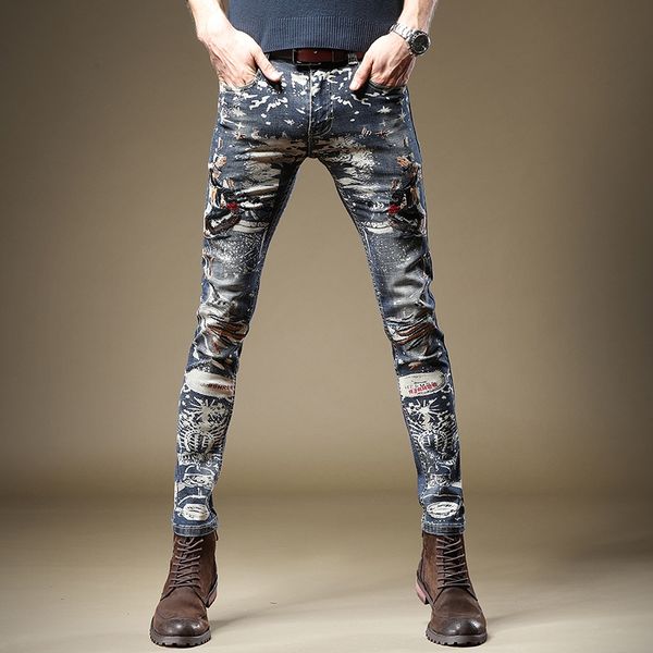 new 2020 men's male autumn jeans slim stretch hip-hop trend culture brand high-end embroidery denim pants trousers, Blue
new 2020 men's male autumn jeans slim stretch hip-hop trend culture brand high-end embroidery denim pants trousers, Blue