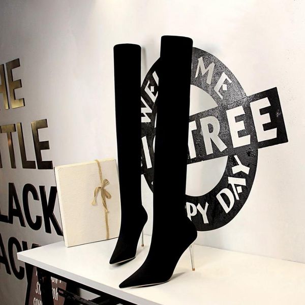 bigtree 2020 fashion stretch fabric sock boots pointed toe over-the-knee heel thigh high woman boot botas mujer shoe code 34-40, Black
bigtree 2020 fashion stretch fabric sock boots pointed toe over-the-knee heel thigh high woman boot botas mujer shoe code 34-40, Black