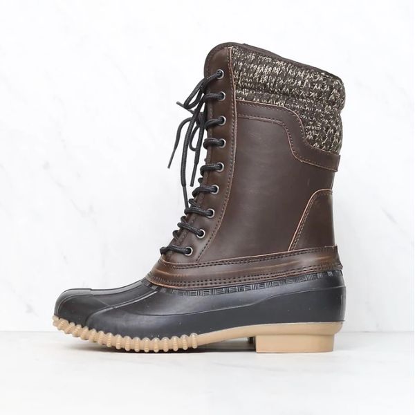 fashion leather woman boots winter warm lace-up mid calf duck boots for woman waterproof platform botas mujer, Black
fashion leather woman boots winter warm lace-up mid calf duck boots for woman waterproof platform botas mujer, Black