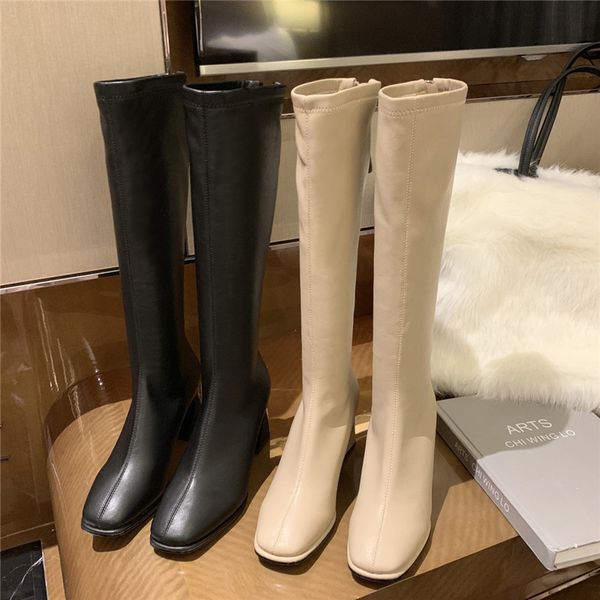 2021 women knee high boots female leather fetish zipper knight boots elegant booties lady block low 7cm high heels white shoes, Black
2021 women knee high boots female leather fetish zipper knight boots elegant booties lady block low 7cm high heels white shoes, Black