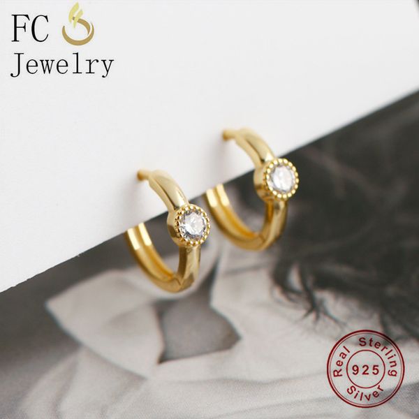 fc jewelry 925 sterling silver gold color round rings shape zirconia crystal hoop earring for women ear piercing pendientes 2020, Golden;silver 
fc jewelry 925 sterling silver gold color round rings shape zirconia crystal hoop earring for women ear piercing pendientes 2020, Golden;silver