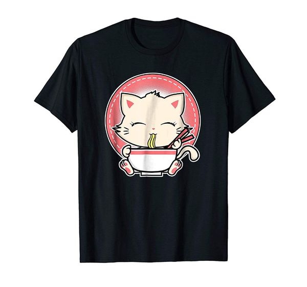 summer 2020 short sleeve plus size kawaii japanese anime cat ramen shirt