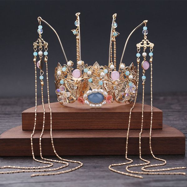 chinese wedding traditional hanfu dress long tassel phoenix coronet pearls beads tiaras and crowns headbands for women bride, Golden;silver
chinese wedding traditional hanfu dress long tassel phoenix coronet pearls beads tiaras and crowns headbands for women bride, Golden;silver