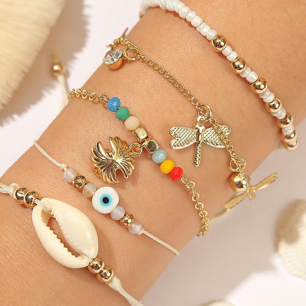 5pcs/set boho natural shell evil eye gold dragonfly chain bracelets for women bohemian white glass beaded charm bracelet gifts, Golden;silver
5pcs/set boho natural shell evil eye gold dragonfly chain bracelets for women bohemian white glass beaded charm bracelet gifts, Golden;silver