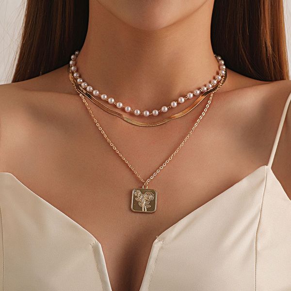 pendant necklaces vintage imitation pearl square rose flower necklace women fashion multilayer geometric clavicle jewelry kolye, Silver
pendant necklaces vintage imitation pearl square rose flower necklace women fashion multilayer geometric clavicle jewelry kolye, Silver