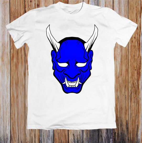 red blue japanese oni mask t-shirt new trends tee shirt