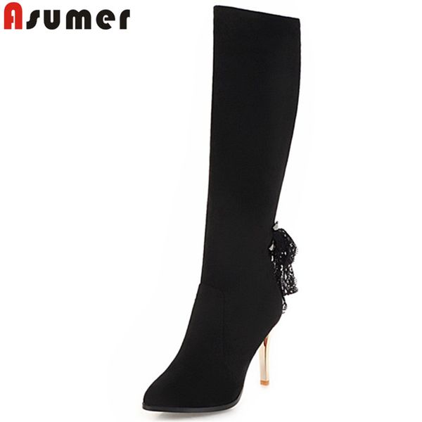 asumer big size 34-43 fashion knee high boots women pointed toe cross tied stiletto heels high heels boots flock women, Black
asumer big size 34-43 fashion knee high boots women pointed toe cross tied stiletto heels high heels boots flock women, Black