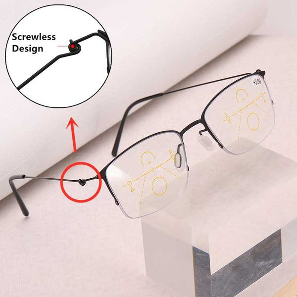 screwless design multi focal progressive reading glasses anti blue light half frame metal alloy presbyopic glasses black 1.50, White;black
screwless design multi focal progressive reading glasses anti blue light half frame metal alloy presbyopic glasses black 1.50, White;black