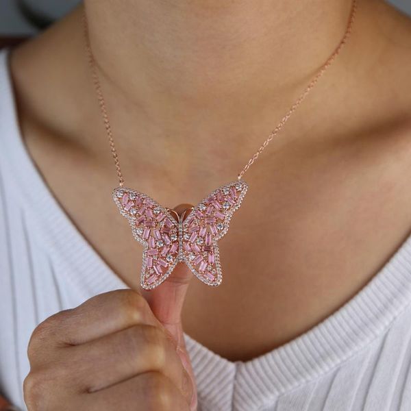 pink pinky girl women jewelry 2020 new rose pink baguette cz butterfly necklace, Silver
pink pinky girl women jewelry 2020 new rose pink baguette cz butterfly necklace, Silver