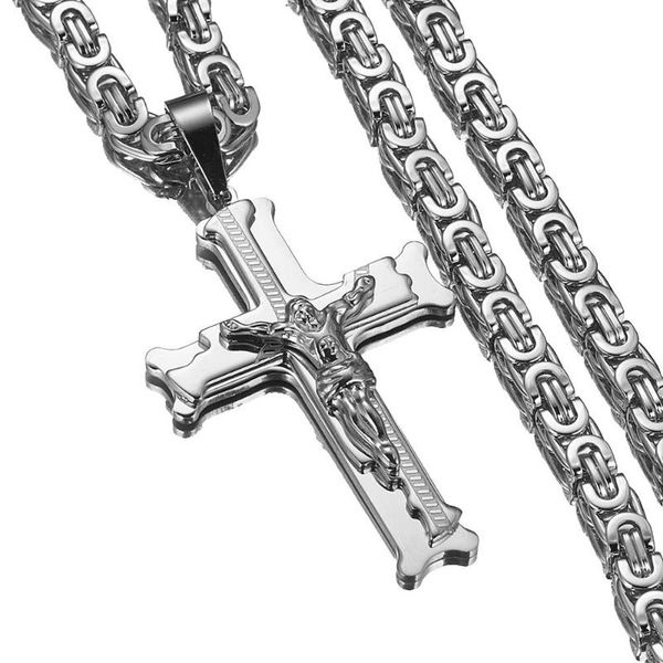 pendant necklaces selling men boys jesus cross necklace accessory stainless steel byzantine box chain jewelry 22-40inch, Silver
pendant necklaces selling men boys jesus cross necklace accessory stainless steel byzantine box chain jewelry 22-40inch, Silver